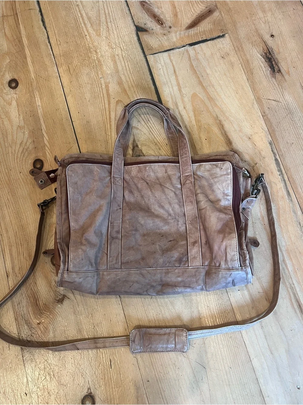 Vintage Super Soft Wilsons Patina Brown Leather Laptop Messenger Bag